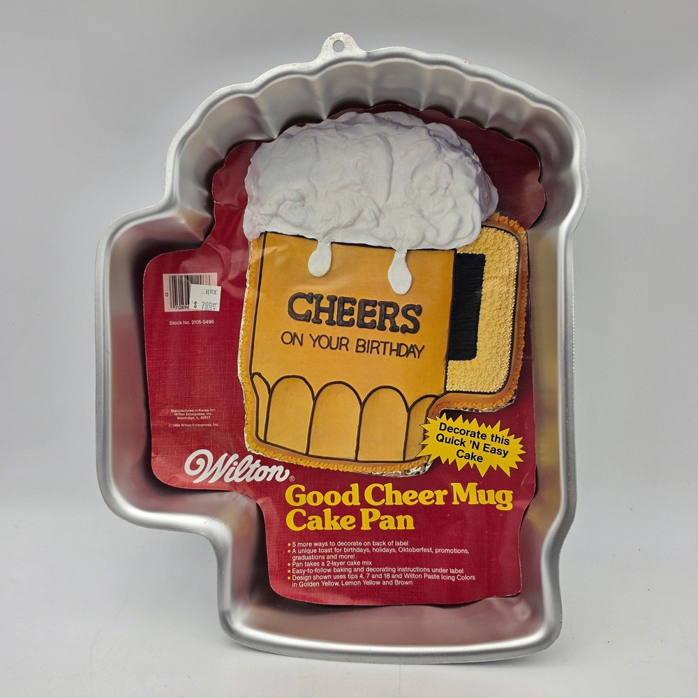 Vintage 1984 Wilton Good Cheer Beer Mug Cake Pan Aluminum Mold New Old Stock